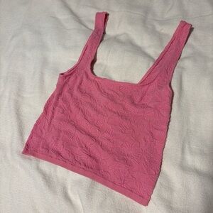 Anthropologie Pink Textured Crop Top